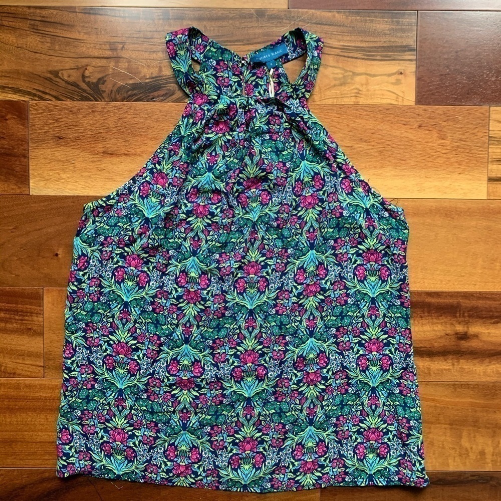 Antibes Blanc sleeveless floral blouse